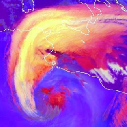 Dust polluted thick ice clouds